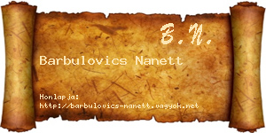 Barbulovics Nanett névjegykártya